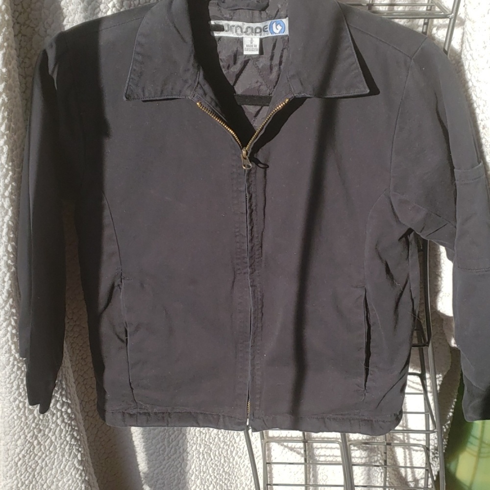 Burnside skater kids jacket in black, sz S/8.